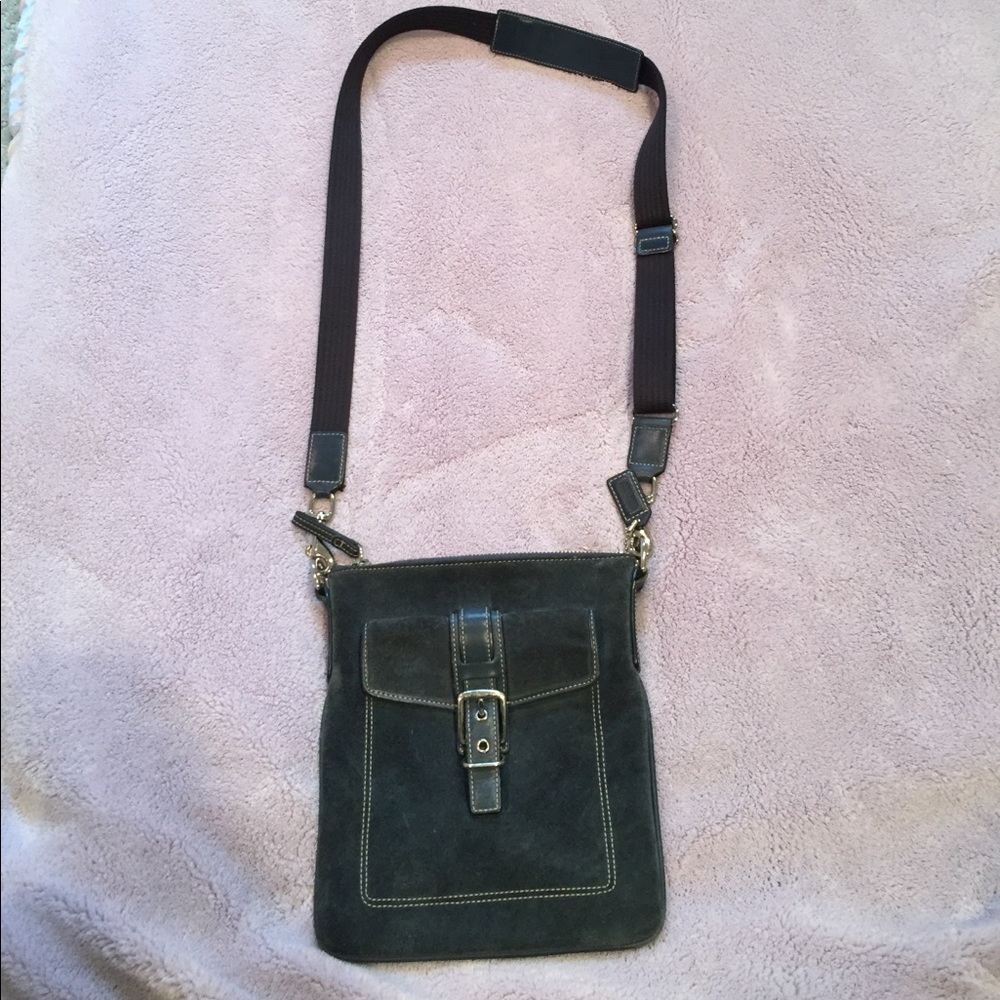 Coach Blue Suede Cross Body Bag