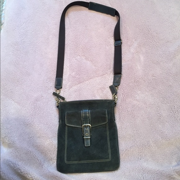 Coach Blue Suede Cross Body Bag - Picture 1 of 4