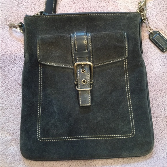 Coach Blue Suede Cross Body Bag - Picture 2 of 4