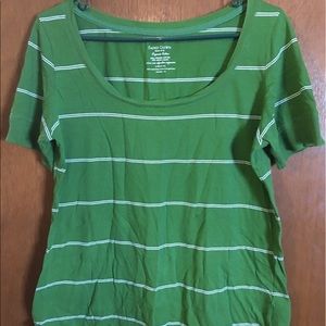 Green & white striped tee