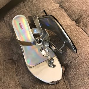 Silver formal sandals 2.5" heel