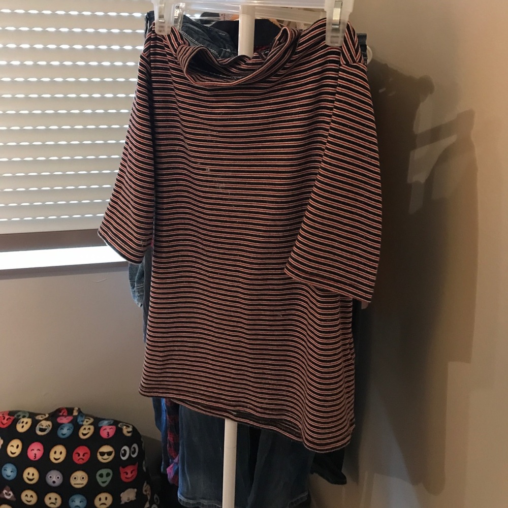 Zara retro stripped monk neck top