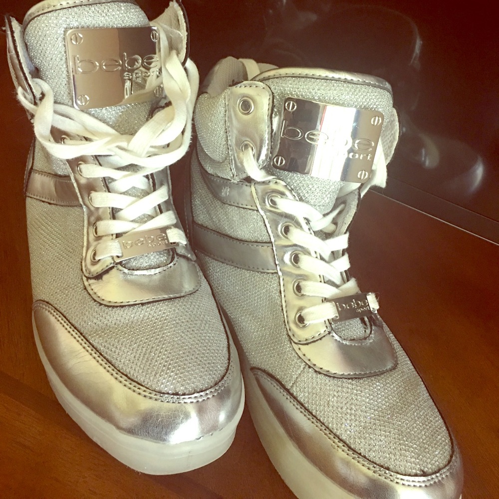 Silver BEBE sport light up high tops - Krysten