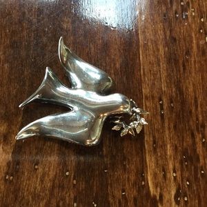 Sterling silver Dove with wreath pin