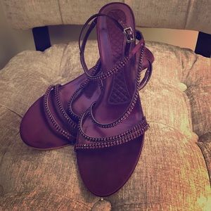 Purple rhinestone formal heels