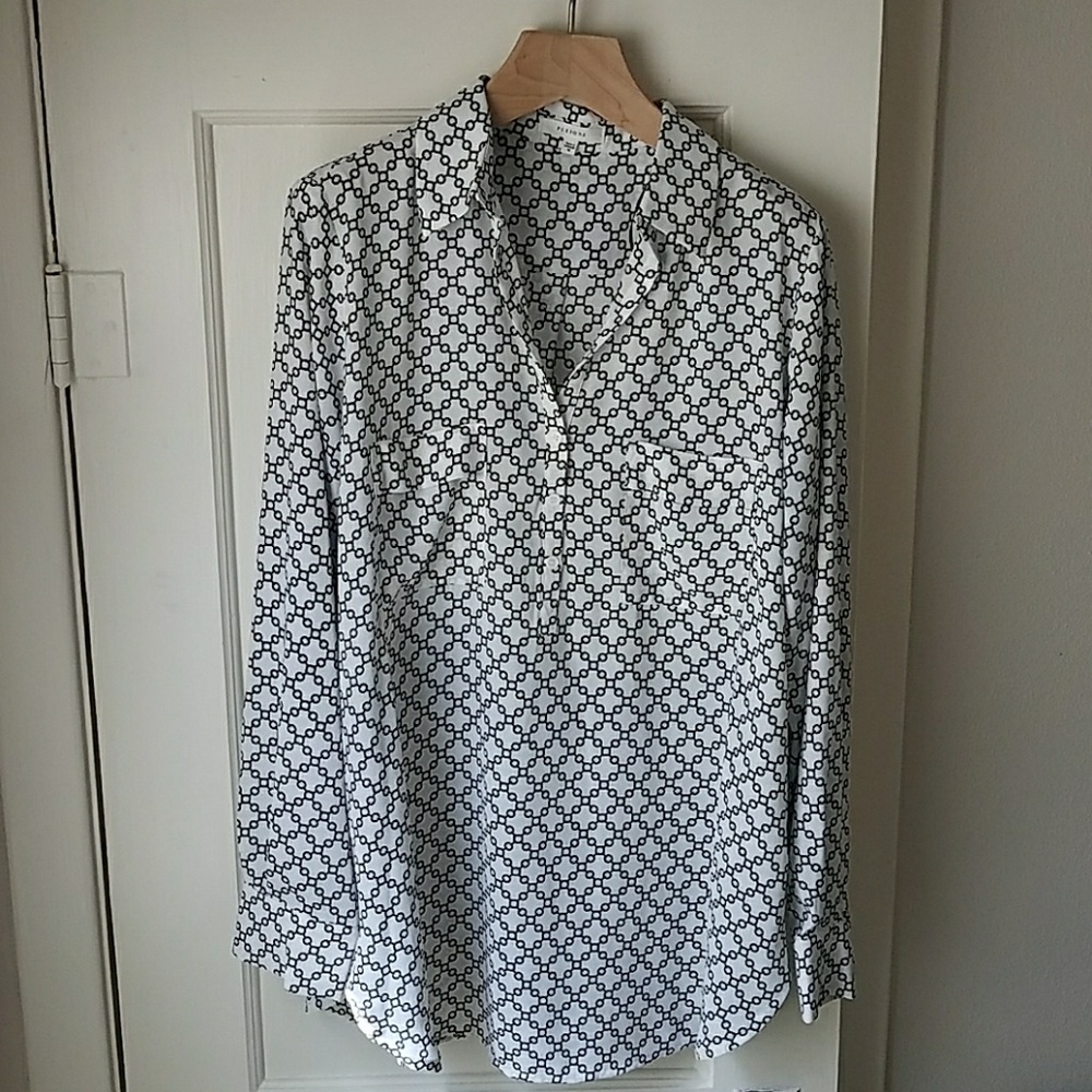 ☇Flash Sale!☇Pleione L/SSplit-Neck Shirtta