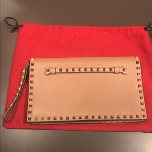 Valentino Rockstud Flap Wristlet Clutch Bag