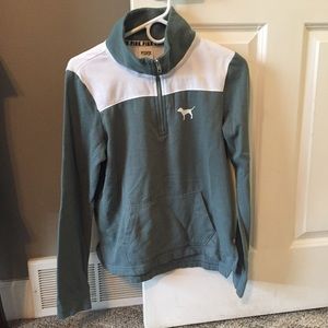 VS PINK Green Quarter Zip (Small)