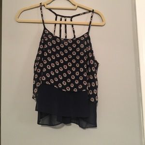 Navy flower crop top