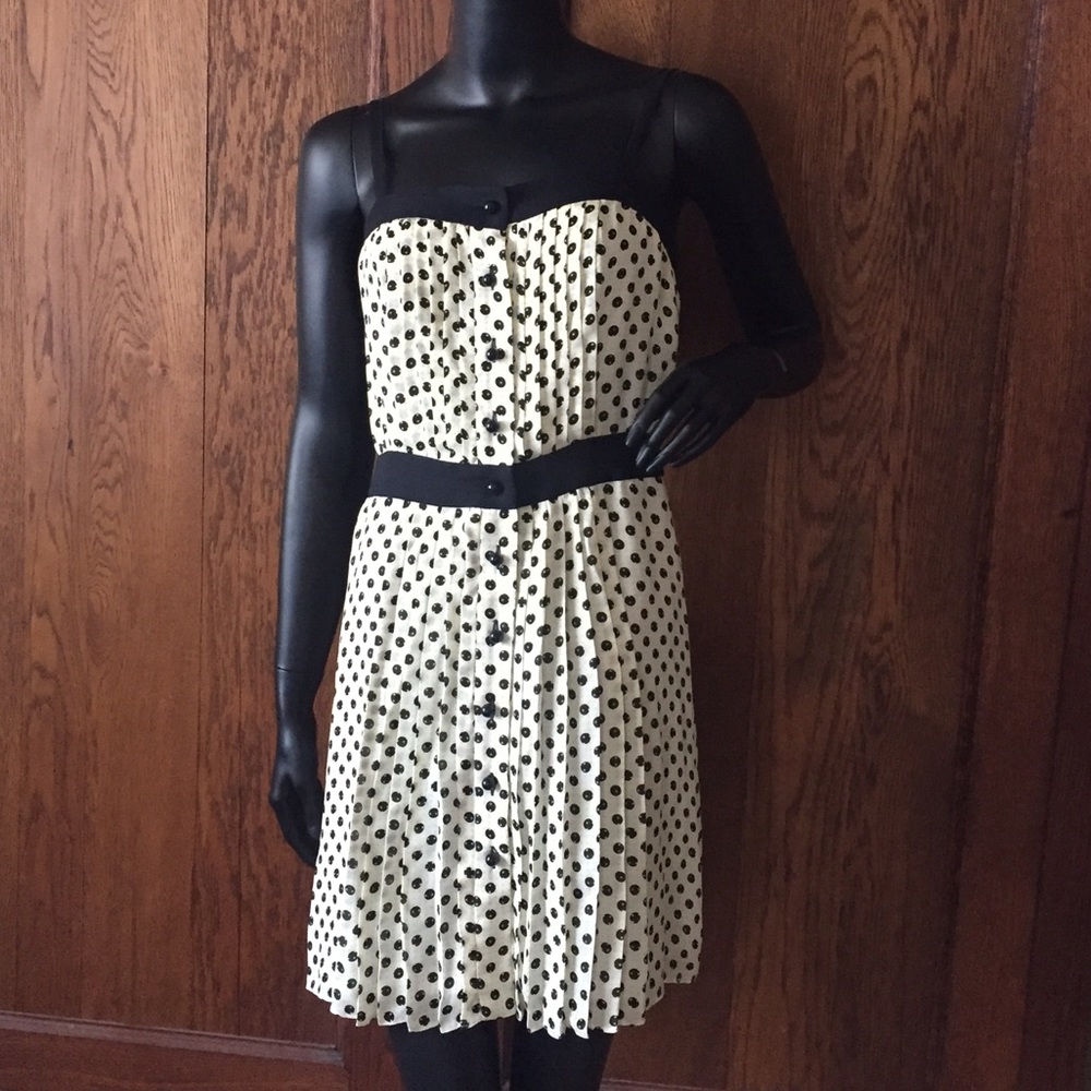 MILLY of New York polka dot pleated silk dress 0