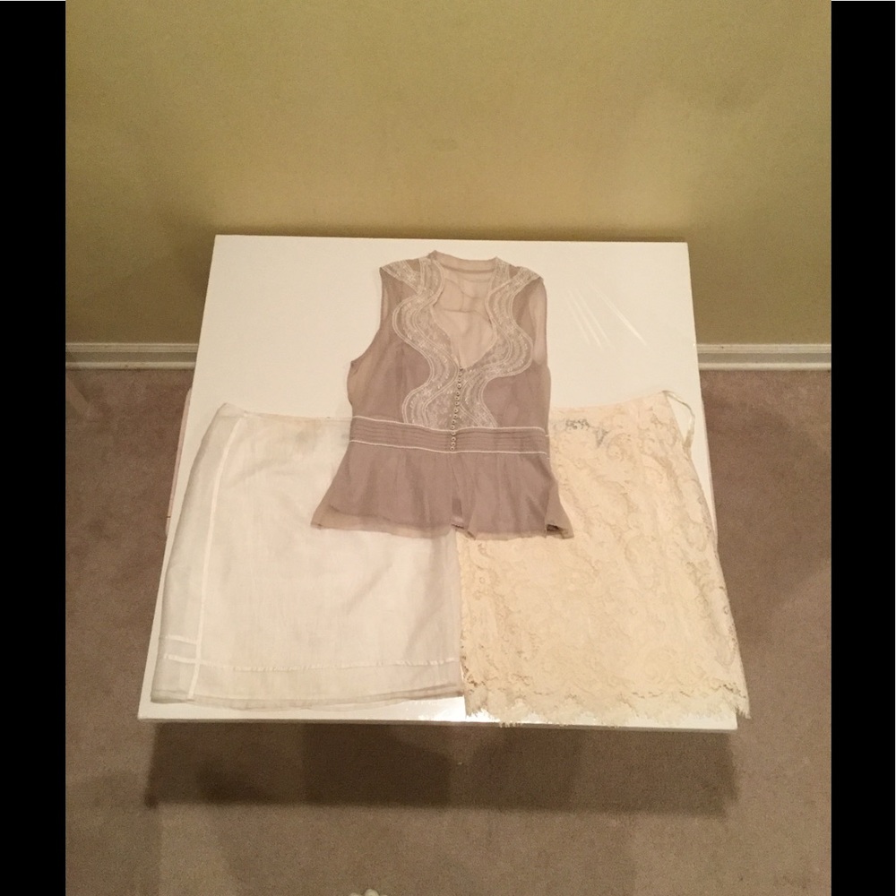 DKNY silk skirt lace skirt Elie Tahari silk top