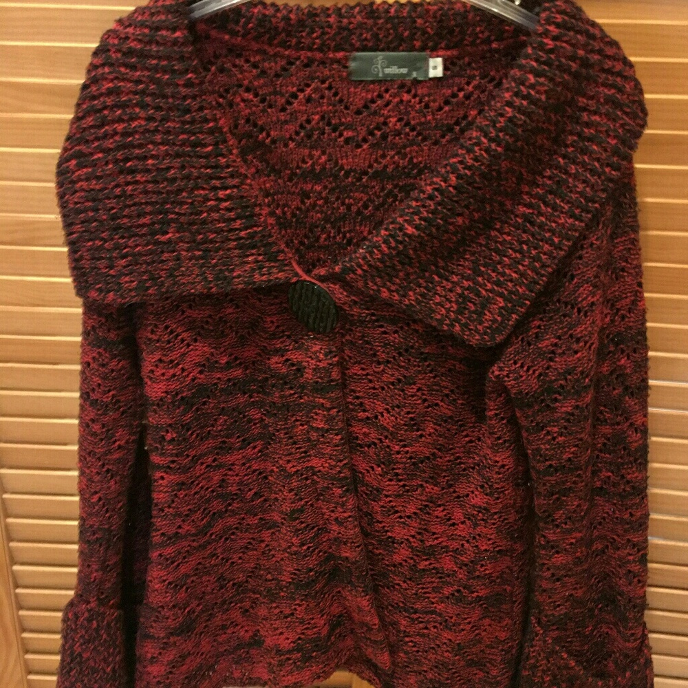Willow cardigan.  Red with  black interwoven.