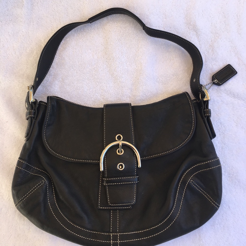 Coach black leather handbag