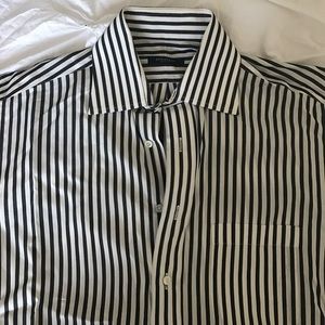 Burberry Black and White Stripe Dress Shirt