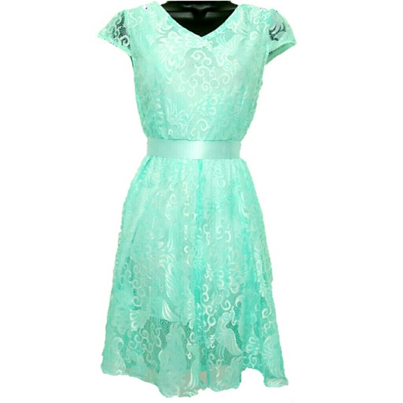 globalboutique Dresses & Skirts - NEW Shimmer Lace Dress & Satin Sash