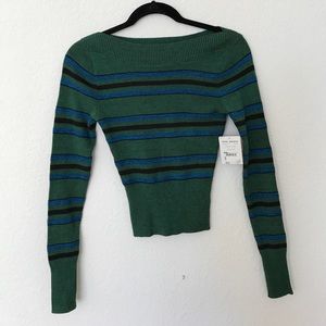 Free People Striped Wide Neck Sweater