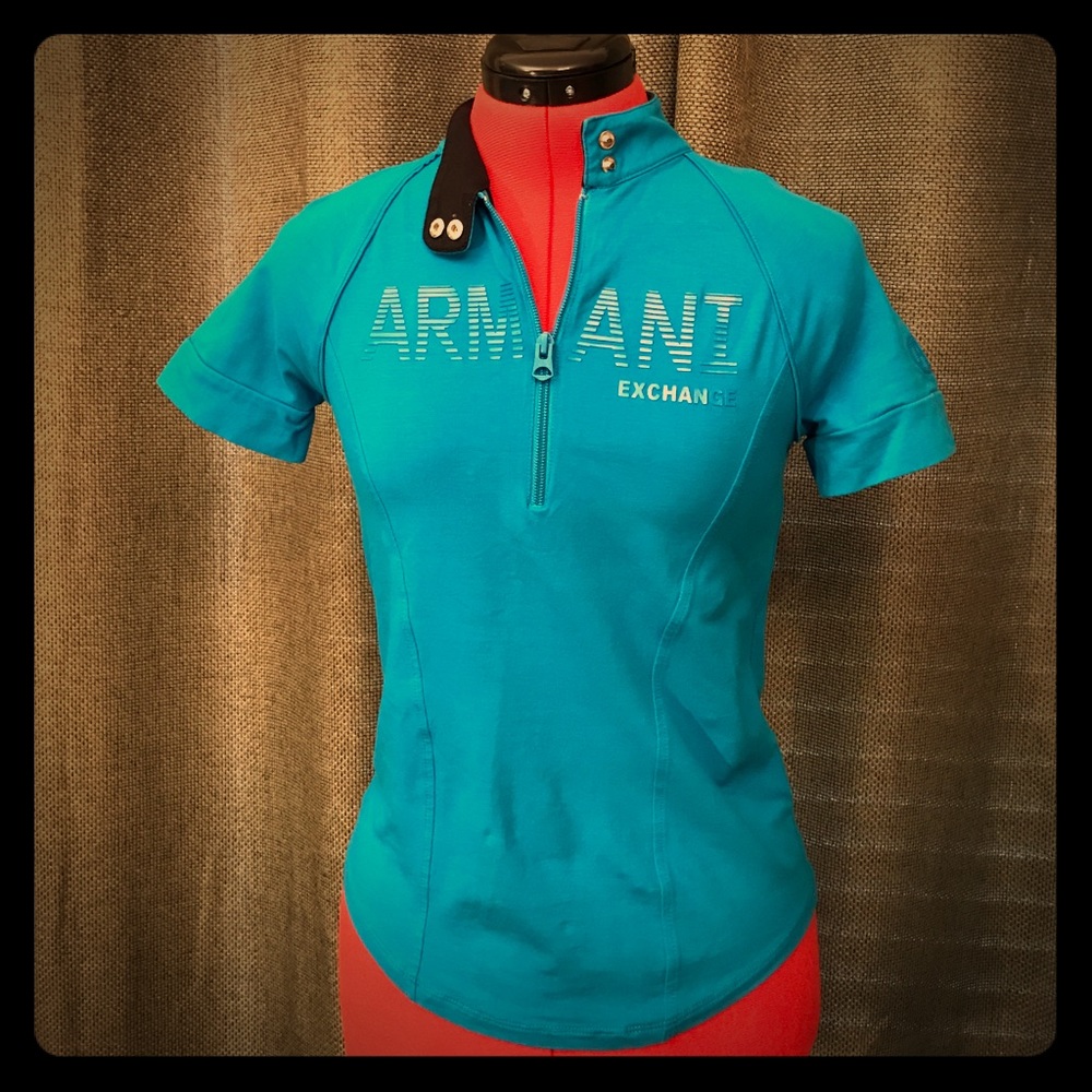 A/X Armani Exchange Teal Blue Stretch Shirt Top