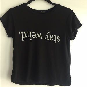 "Stay Weird" Black Crop Top