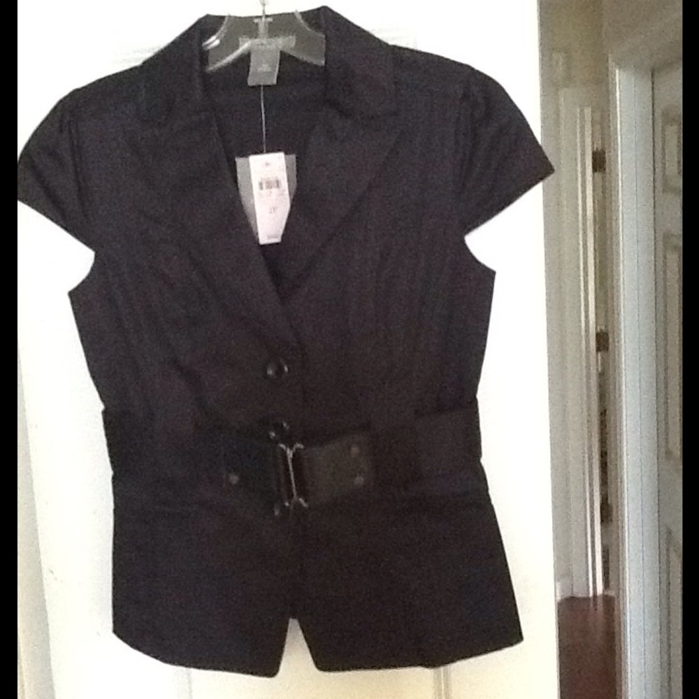 Belted cap sleeve navy Ann Taylor top - nwt