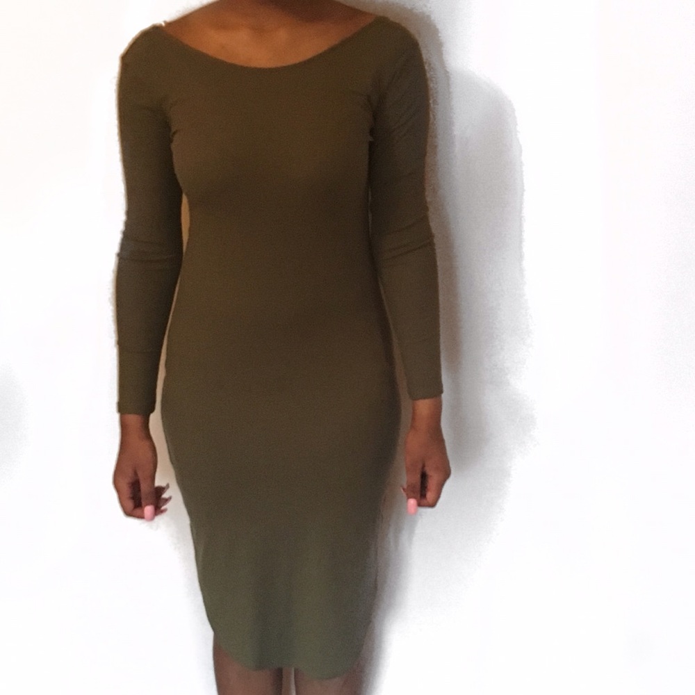 Olive Green midi dress