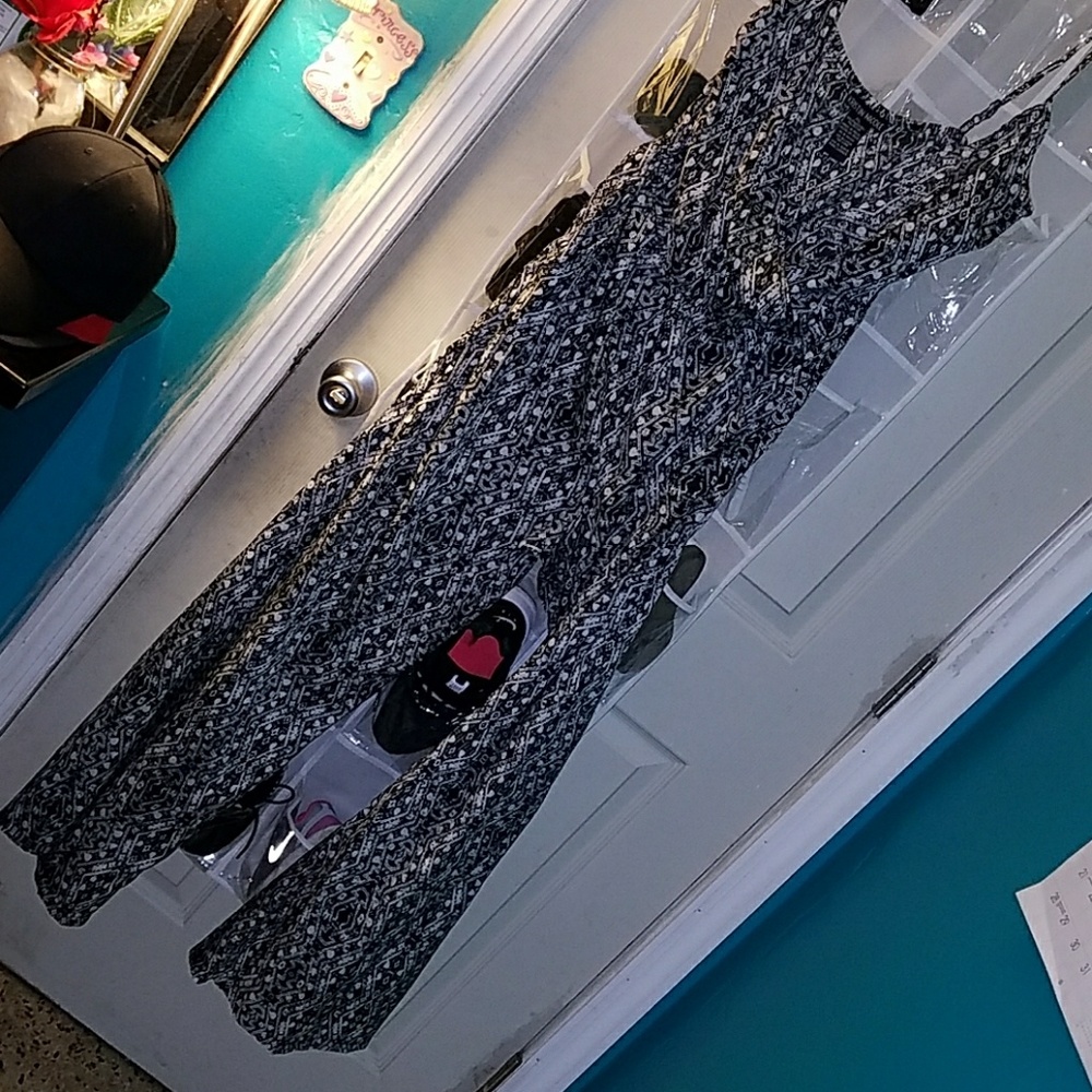 Printed long pants romper