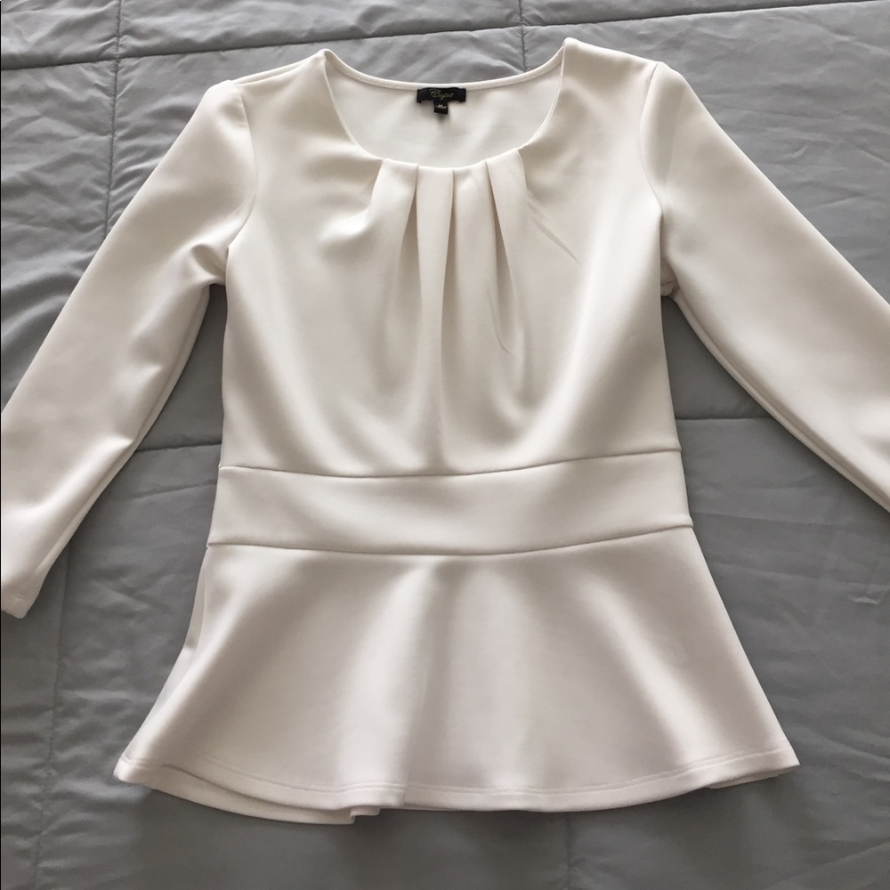 White peplum scuba top