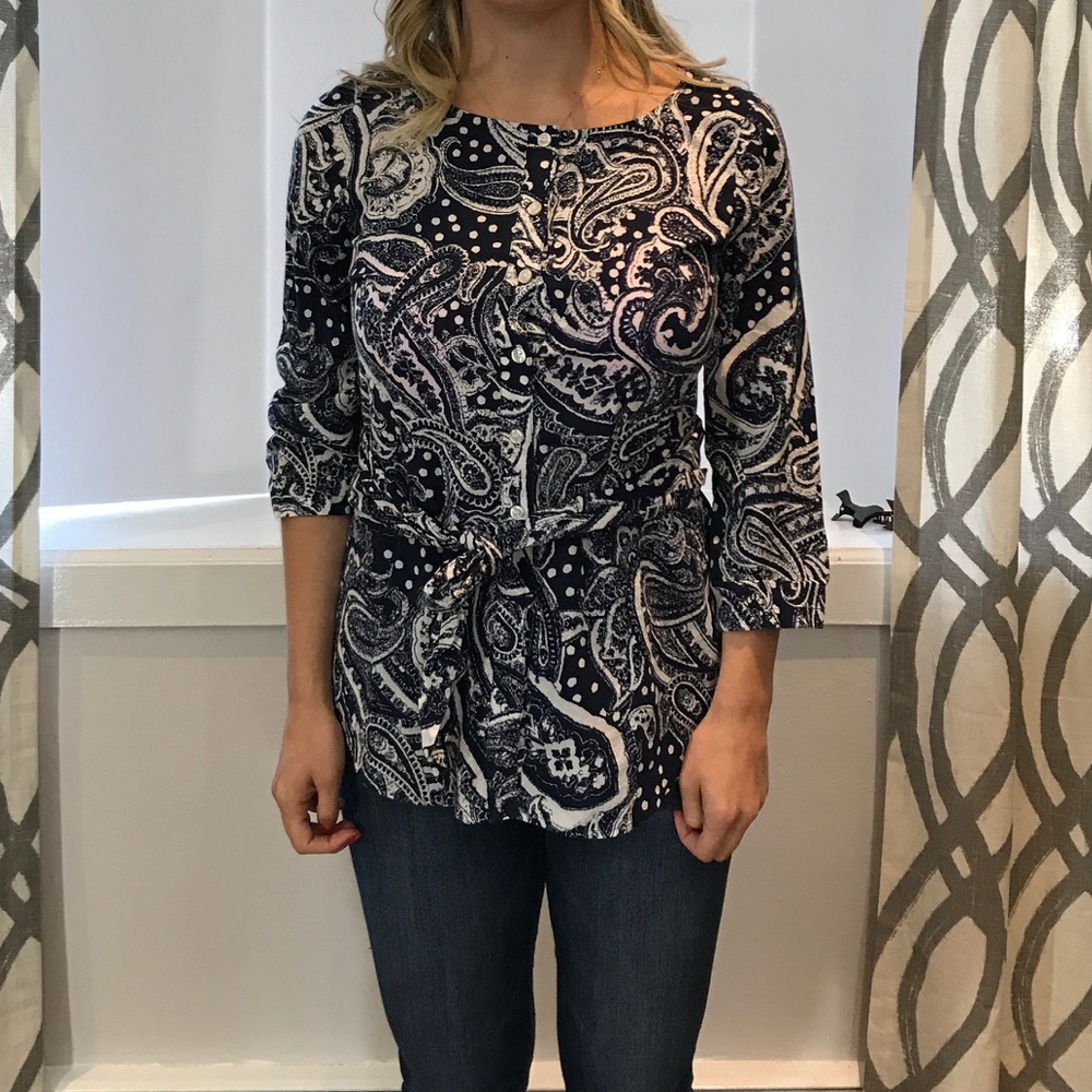 Paisley Tie Waist Dress Shirt