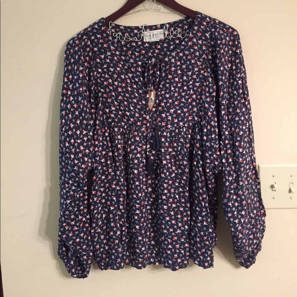 Ralph Lauren Blue Peasant Top