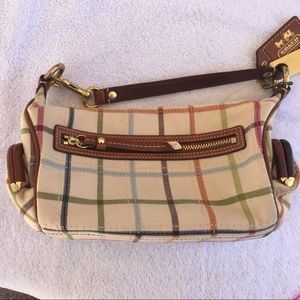 Coach multi striped mini hand bag
