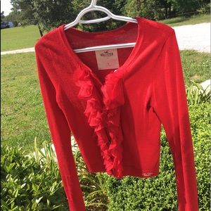 Hollister Red Ruffled Sweater