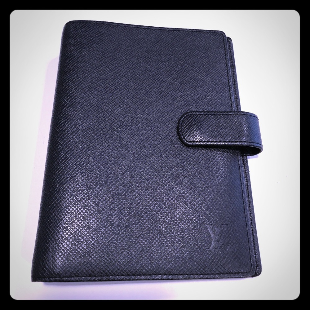 Black Leather Louis Vuitton Day Planner Notebook