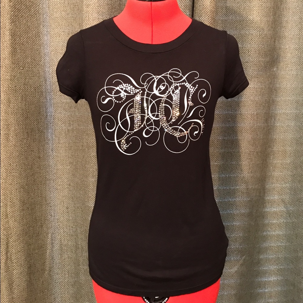 Juicy Couture JC Pavé Crystal Black T-Shirt Top