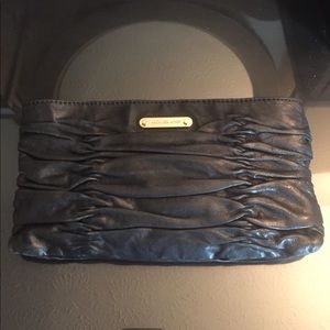 Michael Kors black leather clutch with strap