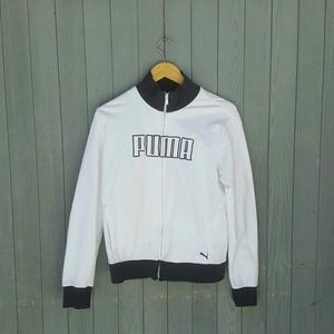 White and blue puma jacket/ sweater.