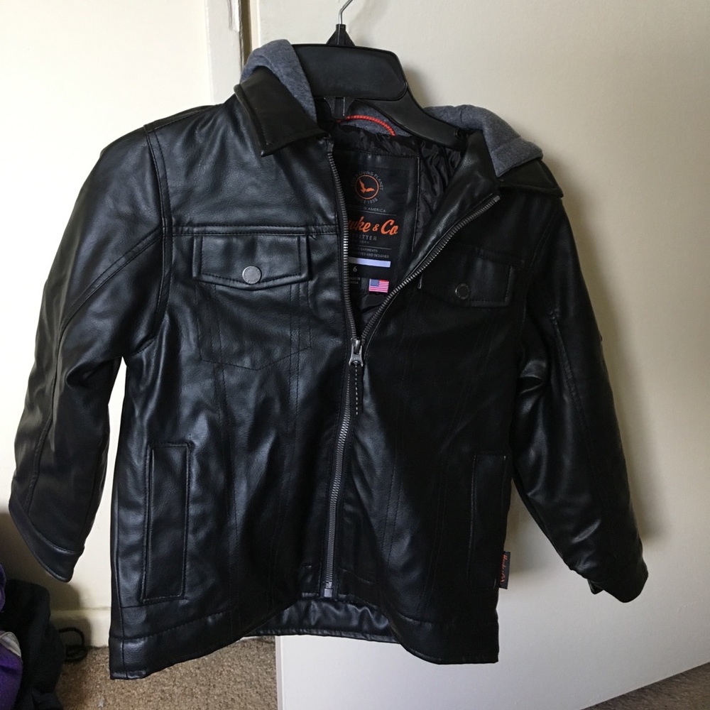Boys Leather jacket with Hood