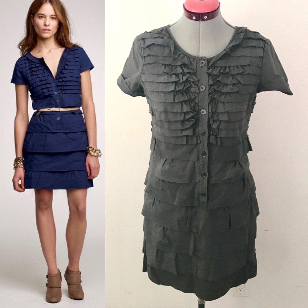 J. Crew Ruffled Carly Charcoal Dress