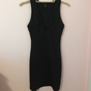 Forever21 bodycon black dress with notched front