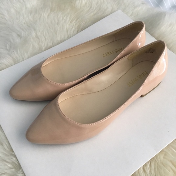 nine west nude flats