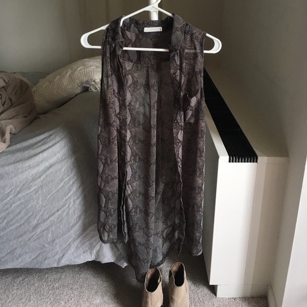 Lush button down snakeskin top
