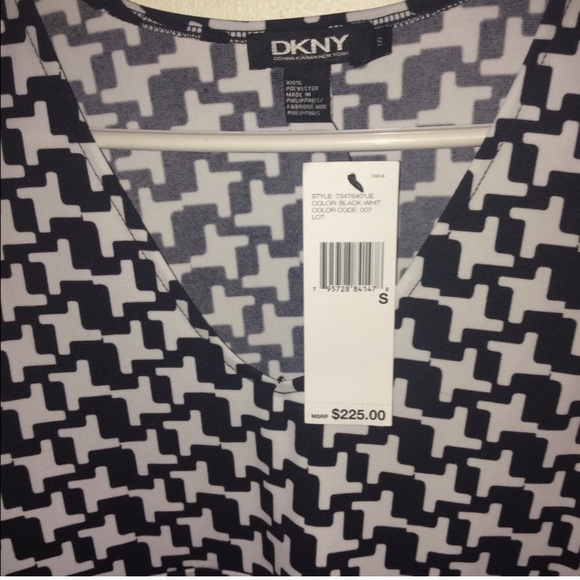 DKNY Dress Black white Geometric Small NWT - Picture 3 of 7