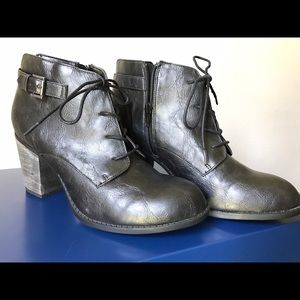 DIBA Black faux leather booties, ankle zipper