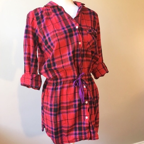 Victoria's Secret Other - Victoria's Secret Red & Purple Plaid Pajama Robe