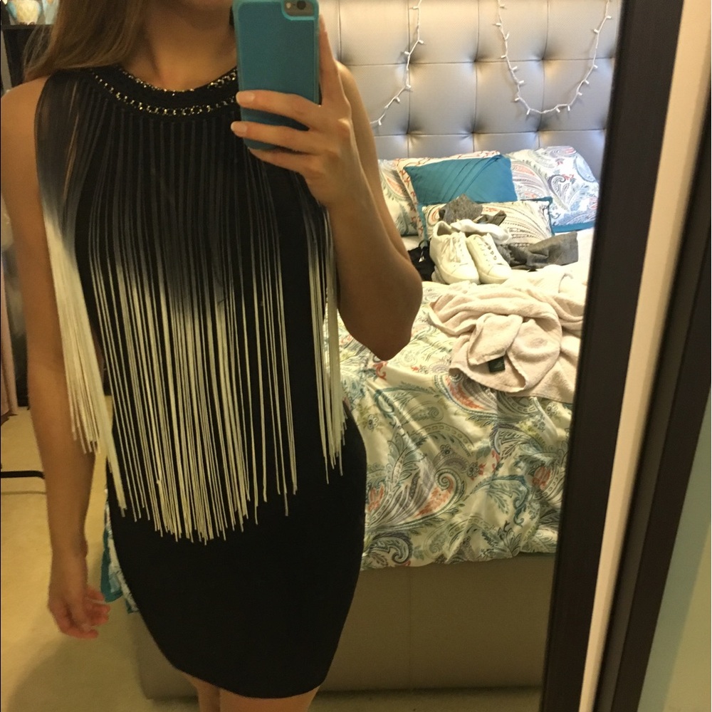 BEBE Fringe Dress