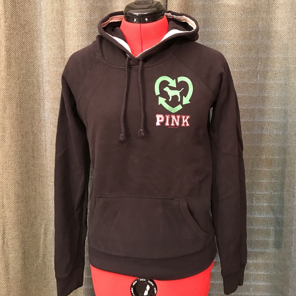 Victoria Secret PINK Black "Green" Recycle Hoodie