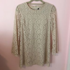 H&M cream lace mini dress with bell sleeves