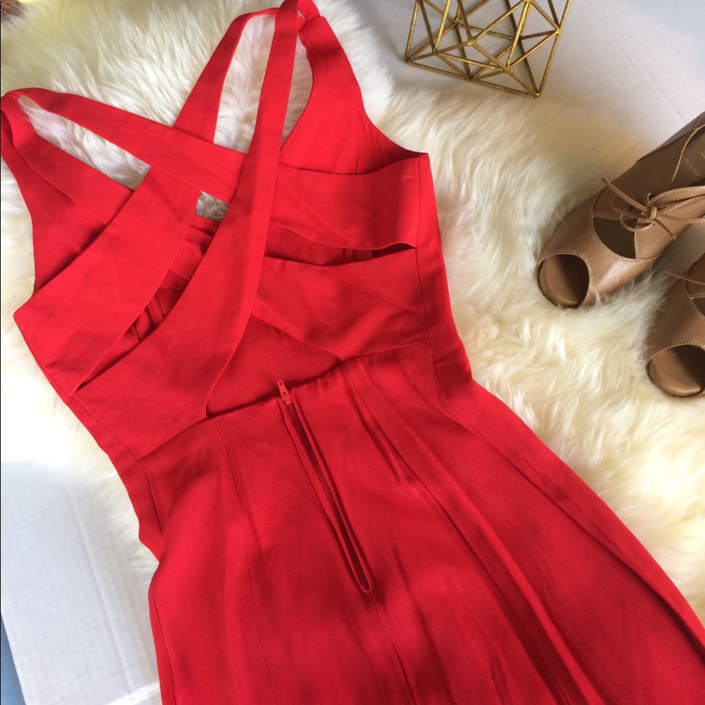 Vintage Alyn Paige Red Criss Cross Back Mini Dress