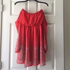 Coral and Blue Floral Dress 💛