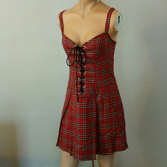Hot Topic Plaid corsetstyle lace up Lipservice dress from Emi's