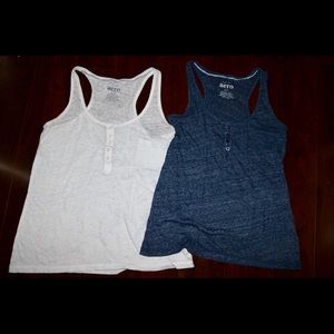 Solid navy and white tank tops