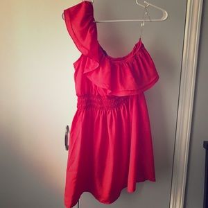 Red/Coral light weight one shoulder dress